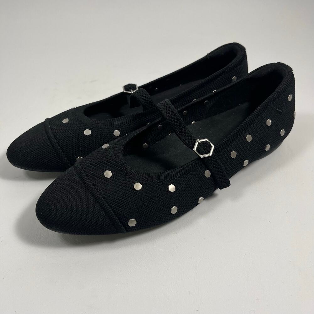 Vivaia Tamia Mary Jane Flats EU 38.5 US 7.5 Studded Black Classic Preppy Casual
